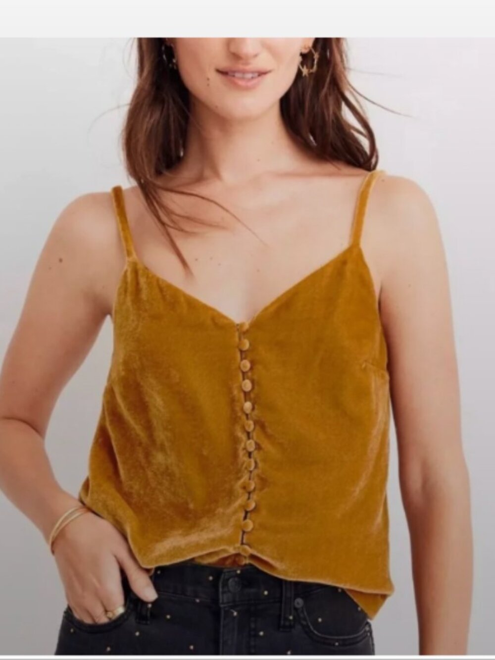 Madewell Gold Velvet Button Down Cami Size 00
